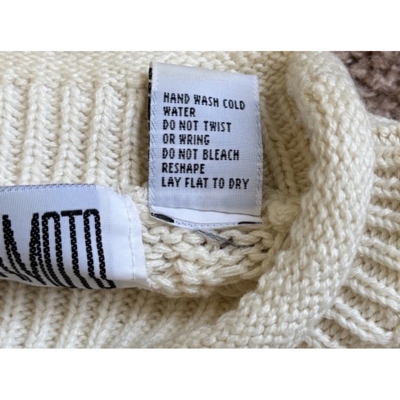 Vtg Yohji Yamamoto Cable Knit Ramie Cream Tassle Dress Long Sleeve Sz.Med. 90's - Picture 8 of 11